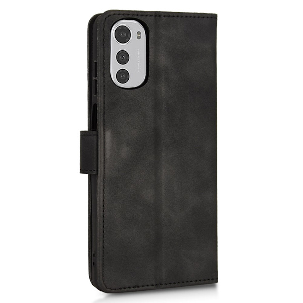 SKALO Motorola Moto E32/E32s Matt PU-Läder Plånboksfodral - Svart Svart