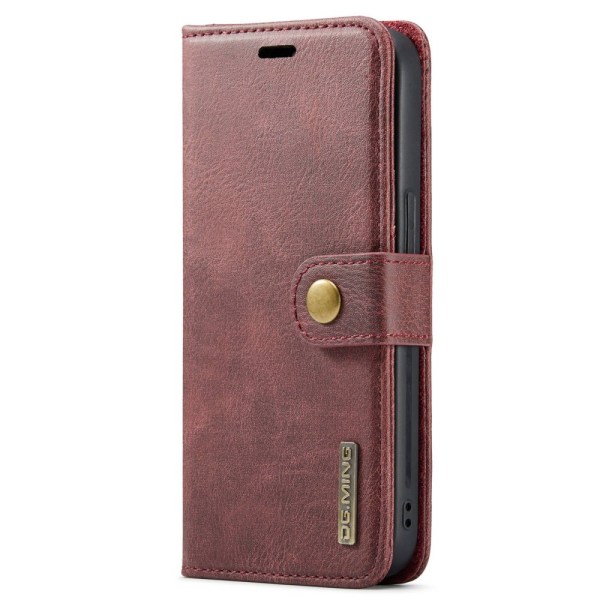 DG MING iPhone 15 2-in-1 magneetti lompakkokotelo - Punainen Red