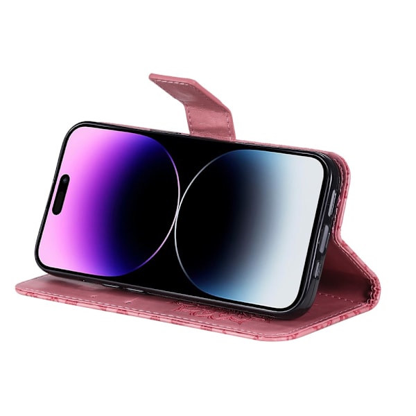 SKALO iPhone 15 Pro Max Mandala lompakkokotelo - Pinkki Pink