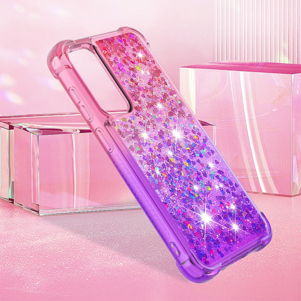 SKALO Samsung S23 FE Kvicksand Glitter Hjärtan TPU-skal - Rosa-L multifärg