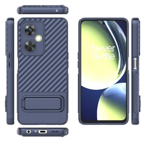 SKALO OnePlus Nord CE 3 Lite 5G Twill 2.0 TPU-kuori telineellä - Dark blue