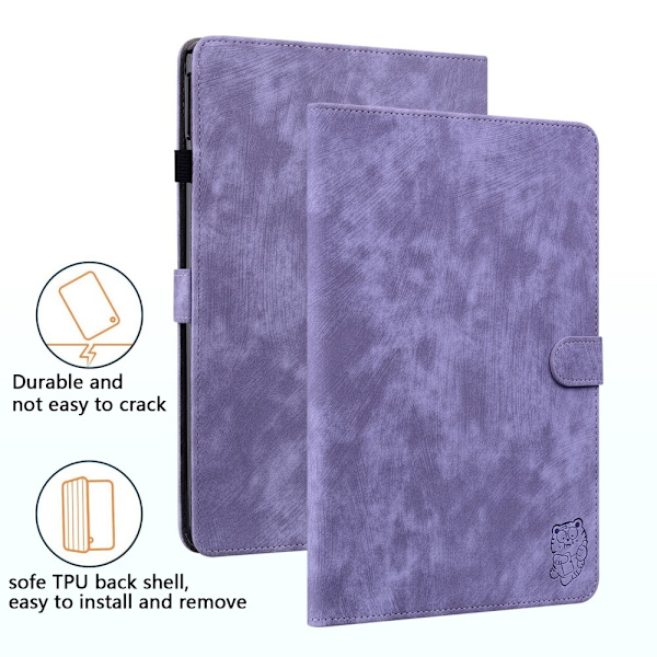 SKALO Lenovo Tab P12 Cute Tiger PU-nahkainen Lompakkokotelo - Violetti Purple