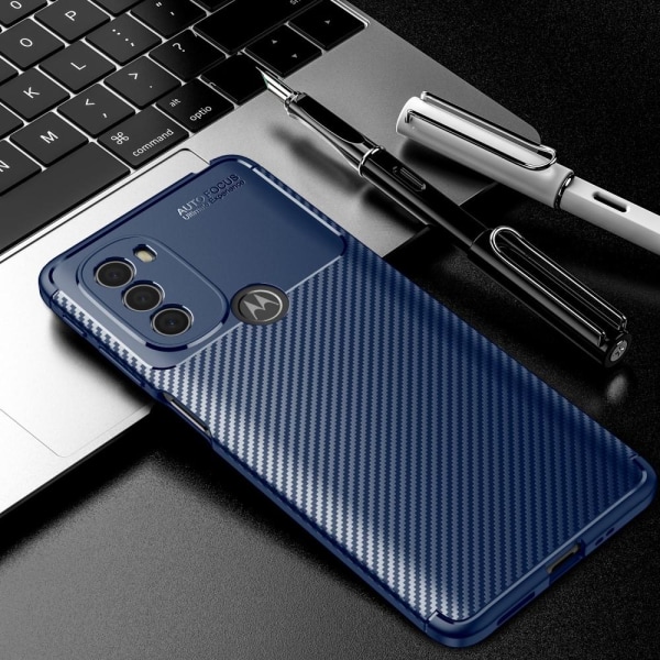 SKALO Moto G31 / G41 / G71 Carbon Fiber TPU-skal - Blå Blue