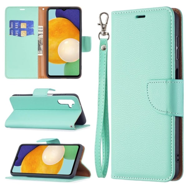 SKALO Samsung A13 5G Premium Litchi Flip Cover - Turkis Turquoise