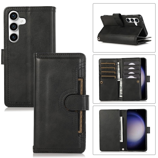 SKALO Samsung S25 Big Wallet Lompakkokotelo - Musta Black