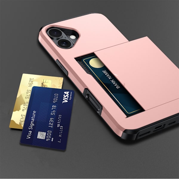 SKALO iPhone 16 Armor Suojakuori korttikotelo - Sininen Blue