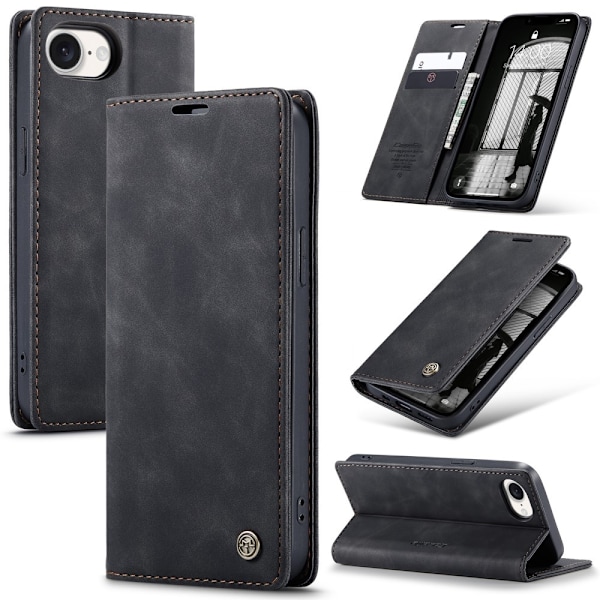 CaseMe iPhone 16e 013 Series PU-Läder Plånboksfodral - Svart Svart
