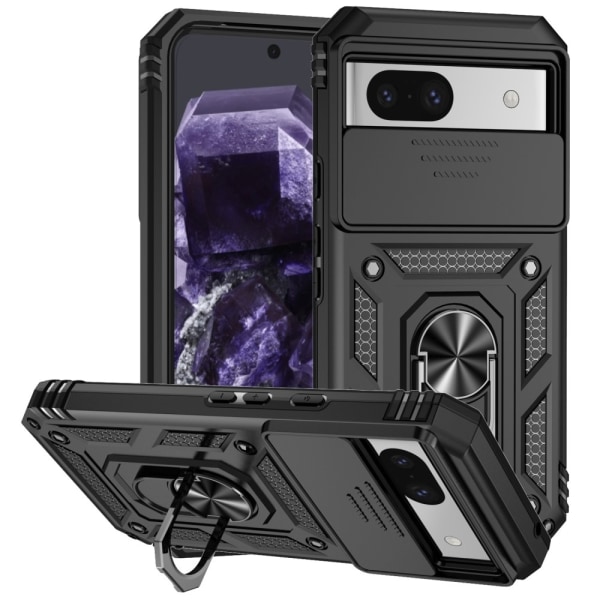 SKALO Google Pixel 8a Armor Hybrid Metallring Kameraslider - Sva Svart