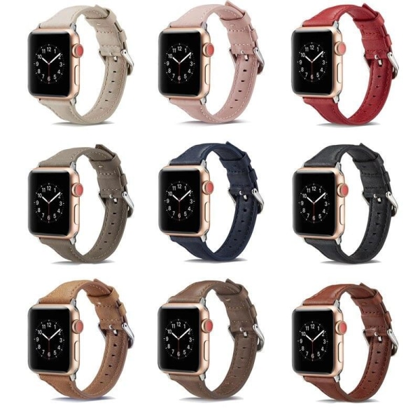 SKALO Smalt læderarmbånd Apple Watch 42/44/45/49mm - Vælg farve Dark blue