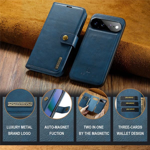 DG MING 2-i-1 Magnet Flip Cover til Google Pixel 11 Pro XL - Blå Blue