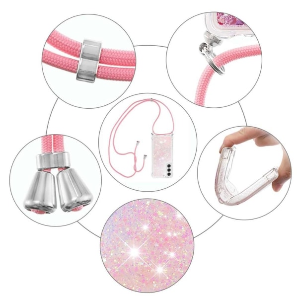 SKALO Samsung S23 Juoksuhiekka Glitter Mobile kaulapanta - Pinkk Pink