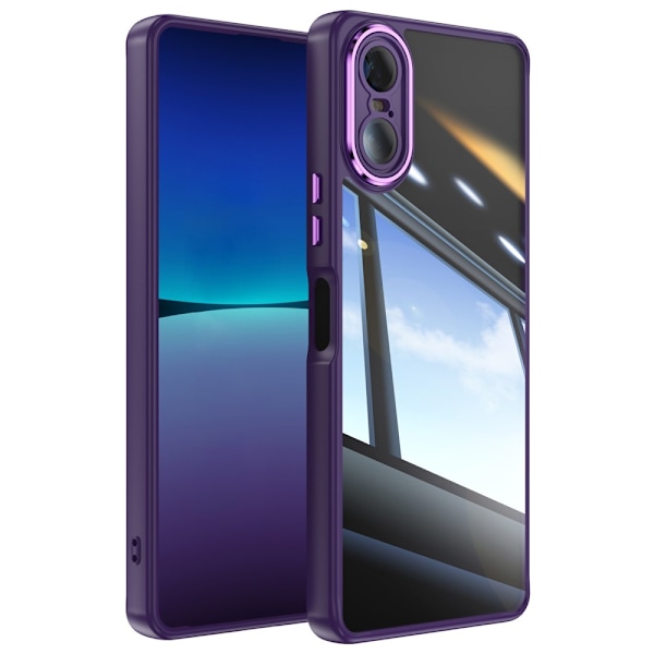 Sony Xperia 10 VI SKALO Silky Touch TPU + Akryyli Metallipainikkeet Suojakuori - Tumman violetti Dark purple