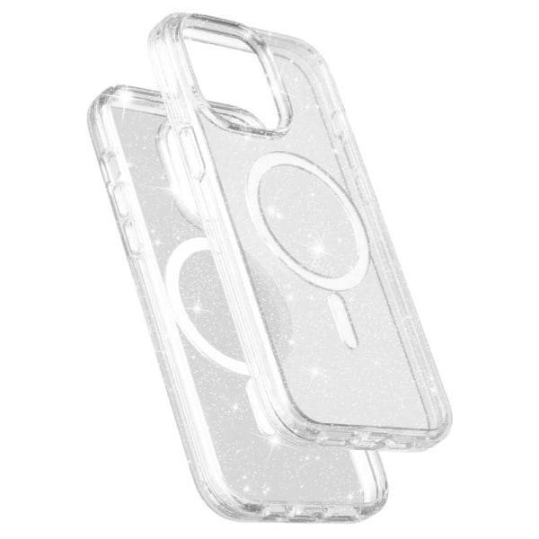 SKALO iPhone 15 Pro Max Glitter Magnetic Ring TPU Suojakuori - Valkoinen White