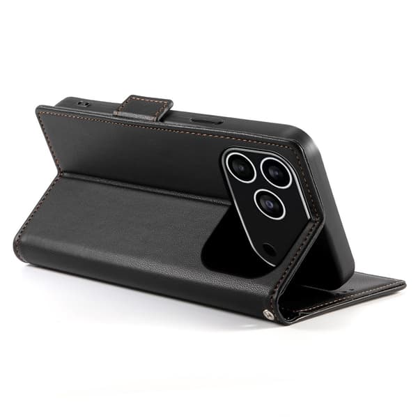 SKALO PU-læder Flip Cover til iPhone 18 Pro - Sort Black