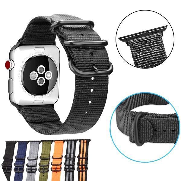 SKALO Nato-armband i nylon Apple Watch 42/44/45/49mm - Fler färg Röd-Vit-Blå