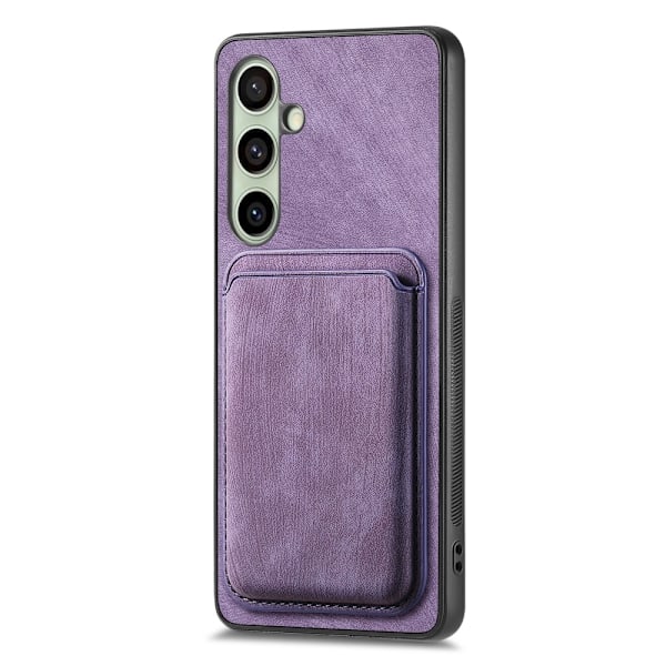 SKALO Samsung A56 5G PU-Läder Magnetisk Korthållare Skal - Lila Lila