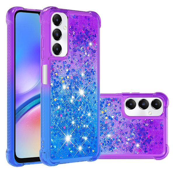 SKALO Samsung A05s 4G Juoksuhiekka Glitter Sydämet TPU kuori - Violetti-Sininen Multicolor
