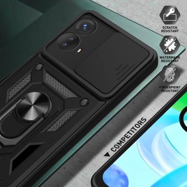 SKALO Motorola Moto G73 5G Armor Hybrid Metal Ring Camera Slider - Rød Red