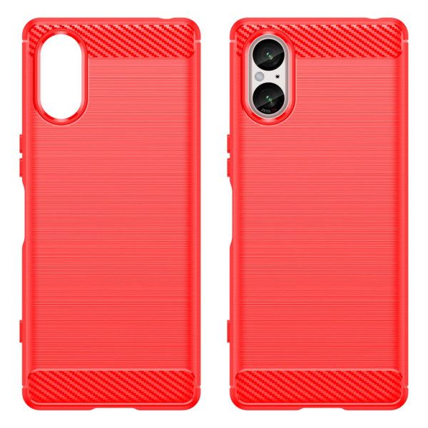 SKALO Sony Xperia 5 V Armor Carbon Stødsikker TPU-cover - Vælg farve Red