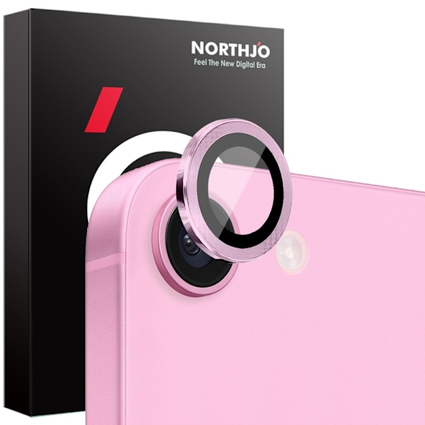SKALO iPhone 16e NORTHJO Kameraskydd Metallring - Rosa Rosa