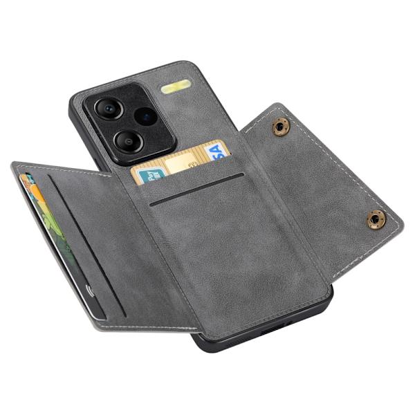 SKALO Xiaomi Redmi Note 13 Pro+ PU-nahkainen Korttikotelo - Harmaa Grey