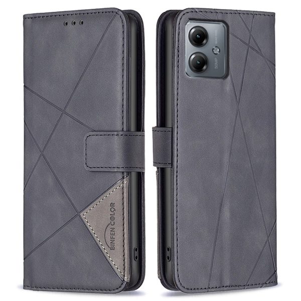 Motorola Moto G14 BINFEN COLOR Præget Flip Cover - Sort Black