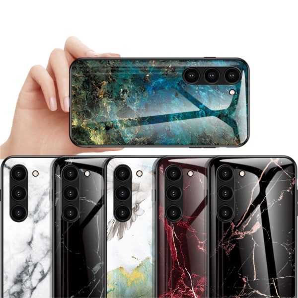 SKALO Samsung S23 Marmor Härdat Glas TPU-skal - Motiv 3 multifärg