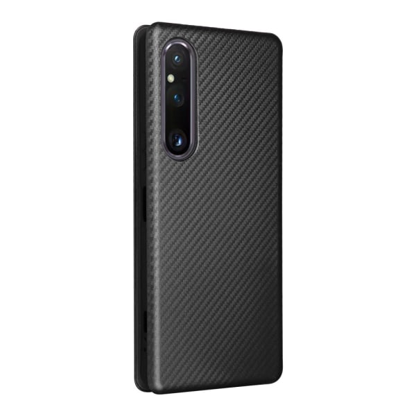 SKALO Sony Xperia 1 V Carbon Fiber Pungetui - Sort Black