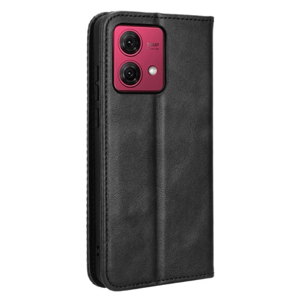 SKALO Motorola Moto G84 5G Kohokuvioitu Premium lompakkokotelo - Musta Black