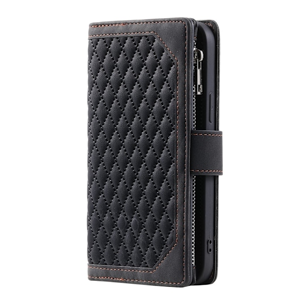 SKALO Motorola Edge 60 Pro 5G 005 Big Wallet Tikkikuvioitu Lompakkokotelo - Musta Black