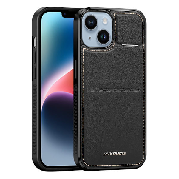 DUX DUCIS iPhone 15 Rafi Series Magneettirengas Suojakuori jossa on Korttipidike - Musta Black