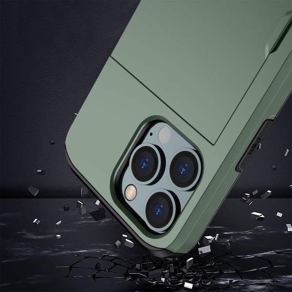 SKALO iPhone 14 Pro Max Armor Cover kortholder - Grøn Green