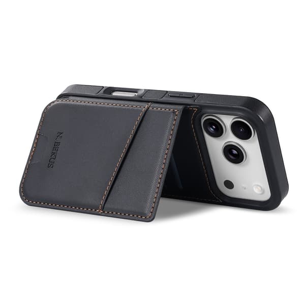SKALO N.BEKUS P4 PU-Læder Kortholder Cover til iPhone 17 Pro Max - Sort Black