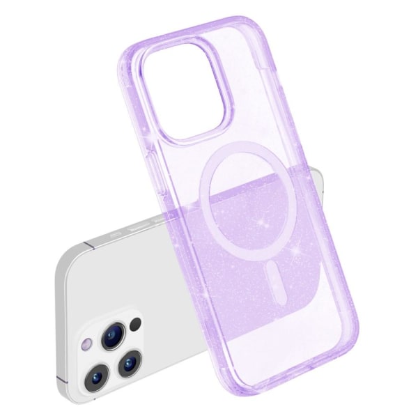 SKALO iPhone 15 Pro Max Glitter Magnetic Ring TPU Suojakuori - V Purple