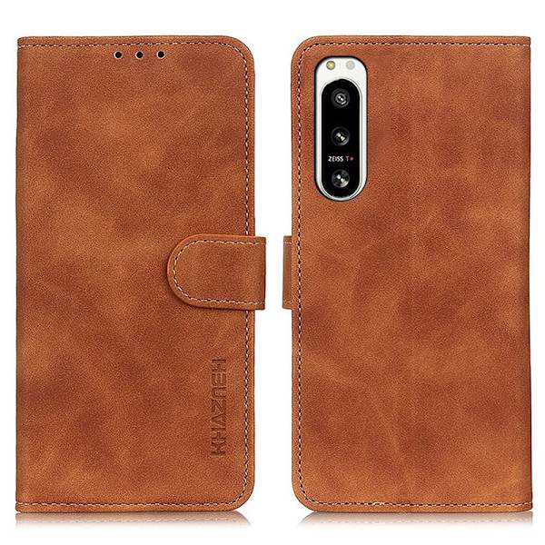 SKALO Sony Xperia 5 IV 5G KHAZNEH Pungetui i PU-læder - Brun Brown