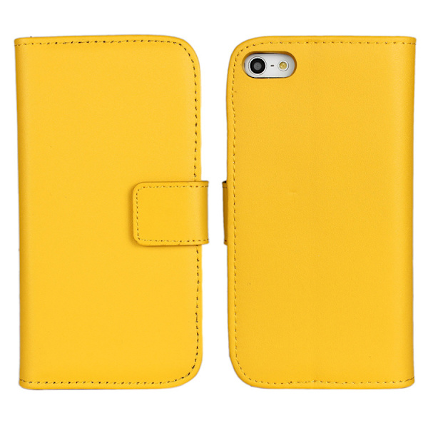 SKALO iPhone 5/5S/SE(1:a gen) Flip Cover m. Pung i Ægte Læder - Vælg farve White