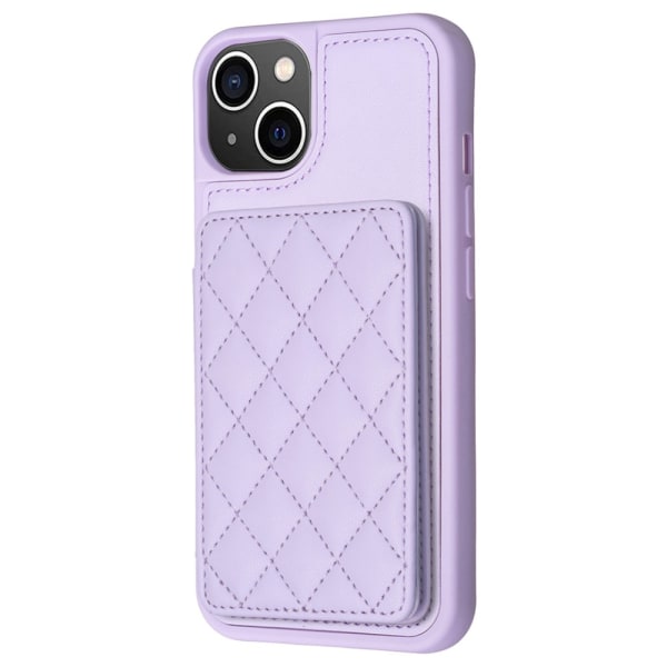 SKALO iPhone 15 Tikattu Suojakuori Lompakolla - Violetti Purple