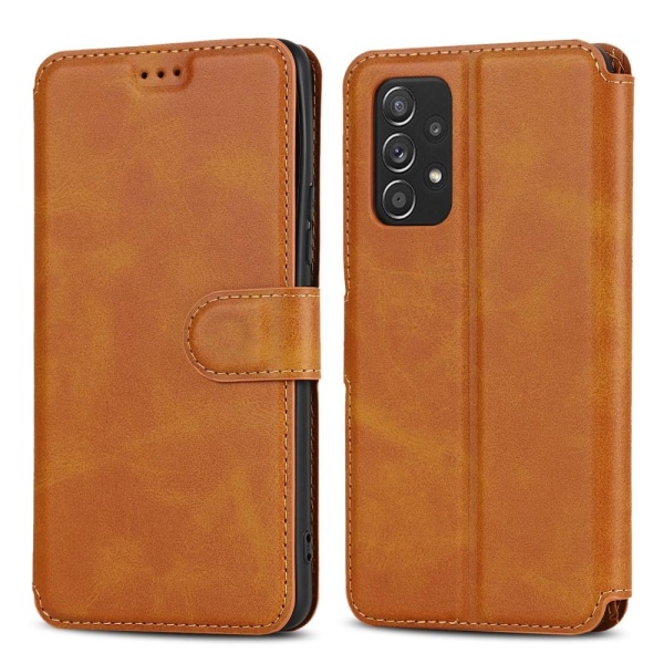 SKALO Samsung A53 5G Premium Cut Flip Cover - Lys brun Light brown