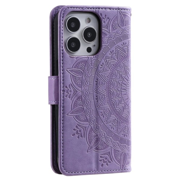 SKALO iPhone 15 Pro Mandala Flip Cover - Lilla Purple