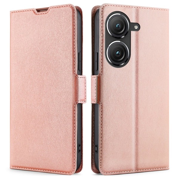 SKALO Asus Zenfone 9 5G Ultrathin Premium Wallet Case - Ruusukul Pink gold
