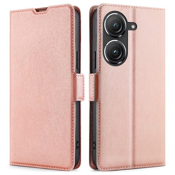 SKALO Asus Zenfone 9 5G Ultrathin Premium Wallet Case - Ruusukulta Pink gold