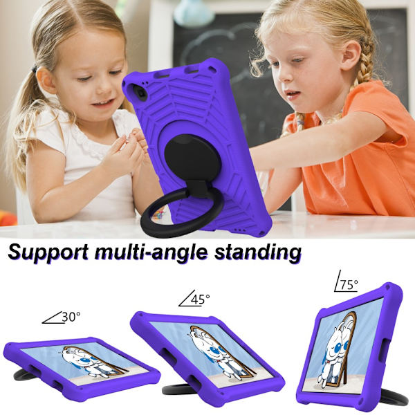 SKALO Lenovo Tab M10 FHD Plus 10.3" Extra Stöttåligt Armor Spindelnät Skal med Axelrem - Lila Lila