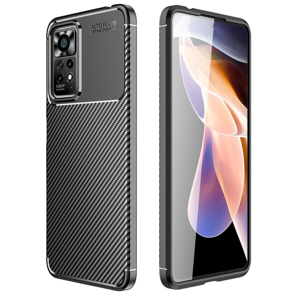 SKALO Xiaomi Redmi Note 11 Pro Carbon Fiber TPU-skal - Svart Svart