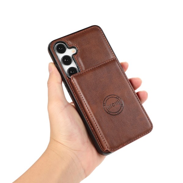 SKALO Samsung S24 PU-nahkainen Suojakuori Lompakolla - Ruskea Brown