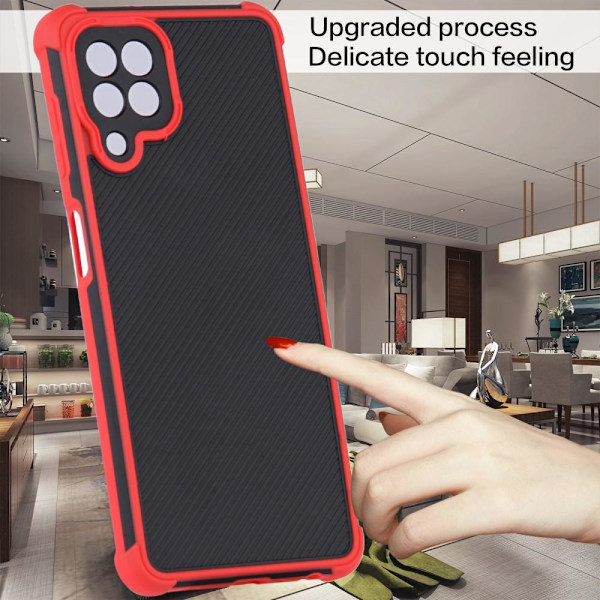 SKALO Samsung A22 4G Armor Hybrid Bumper Skal - Röd Red