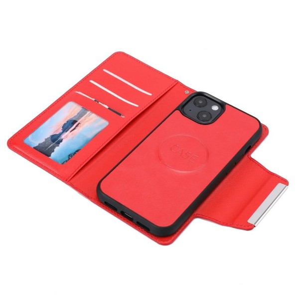 SKALO iPhone 13 DOLIZMA 2 in 1 Magneettinen lompakkokotelo - punainen Red