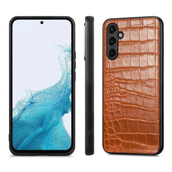 SKALO Samsung A54 5G Crocodile PU Leather Hybrid Cover - Brun Brown