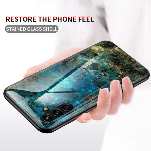 SKALO Samsung A54 5G Marmor Härdat Glas TPU-skal - Motiv 4 multifärg