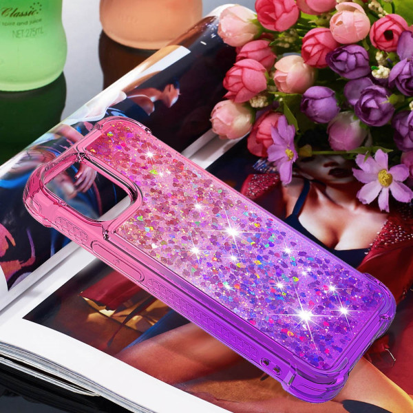 SKALO iPhone 15 Pro Max Kvicksand Glitter Hjärtan TPU-skal - Rosa-Lila multifärg
