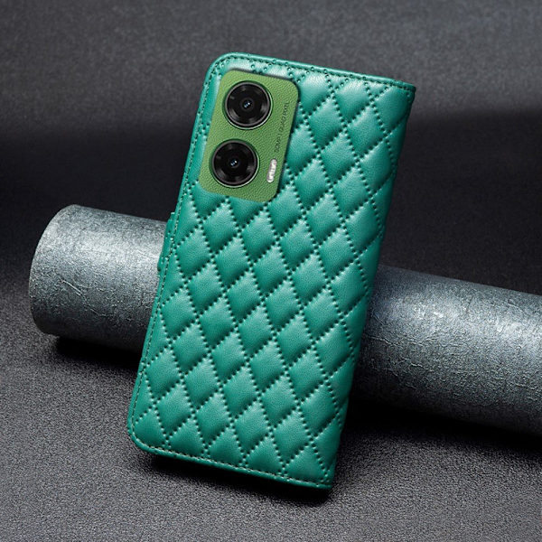 SKALO Motorola Moto G35 5G BINFEN COLOR Quiltat Plånbok - Grön Grön